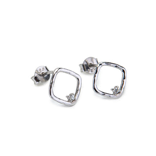 Sterling Silver Organic Square Stud Earrings