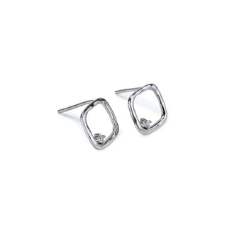 Sterling Silver Organic Square Stud Earrings