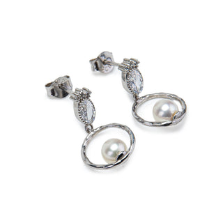 Saturn Peal Earrings - Silver Celestial Drop Jewelry