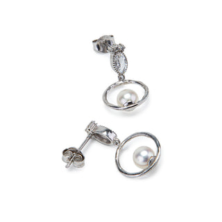 Saturn Peal Earrings - Silver Celestial Drop Jewelry