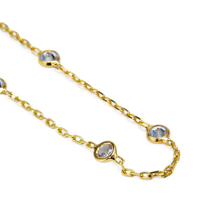 Gold Diamond Station Ear Cuff Chain - Minimal Dangle Earring Cuff