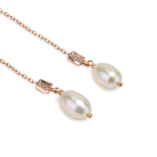 Rose Gold Threader Earrings - Long Drop Earrings