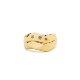 Organic Wave Birthstone Ring - Custom Family Jewelry