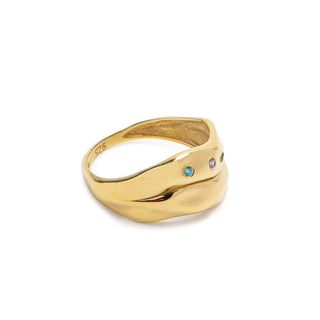 Organic Wave Birthstone Ring - Custom Family Jewelry